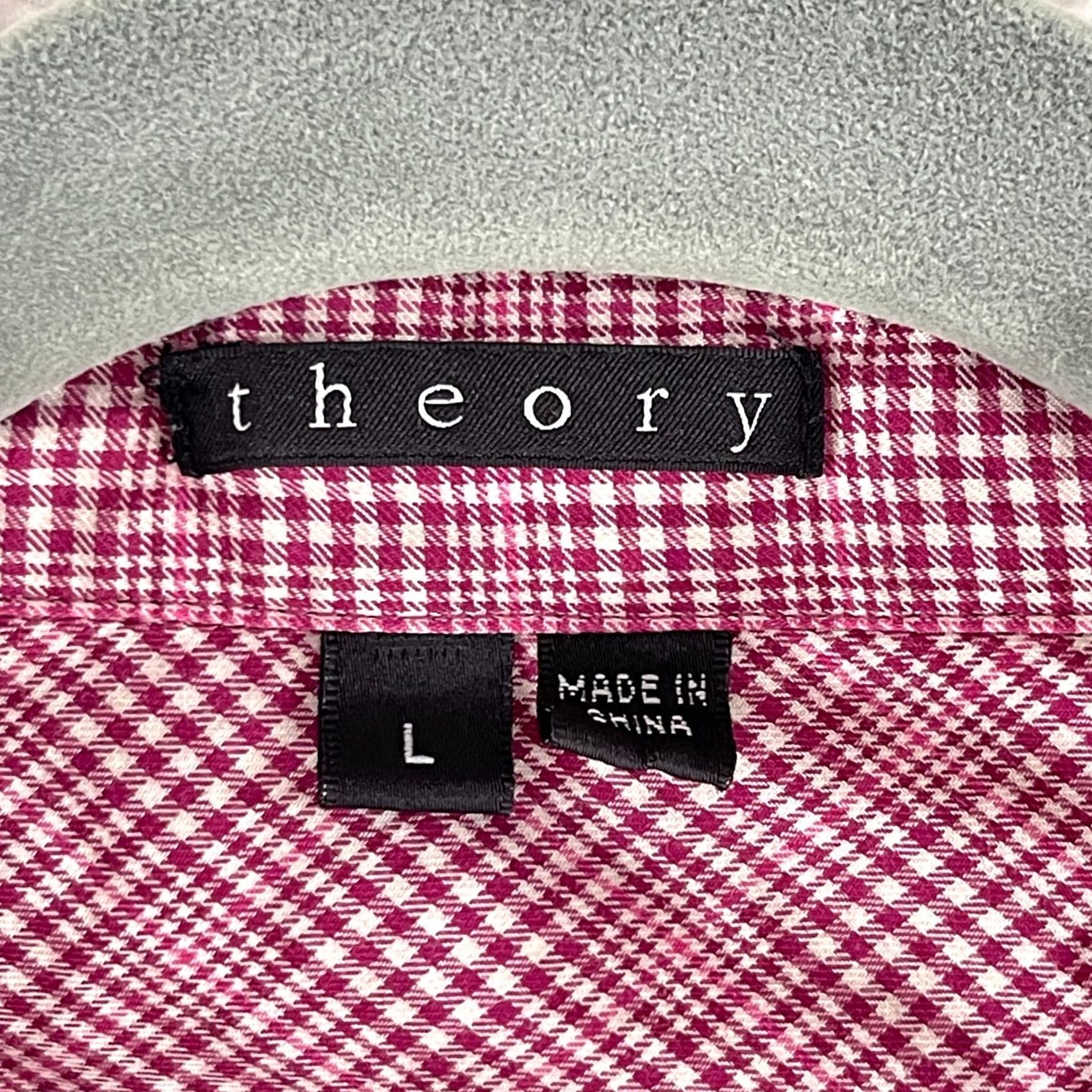 Theory Theory Button-Up Shirt Womens Large Red Plaid 100% Cotton Casual Long Sleeve Shirt Size L / US 10 / IT 46 - 7 Thumbnail
