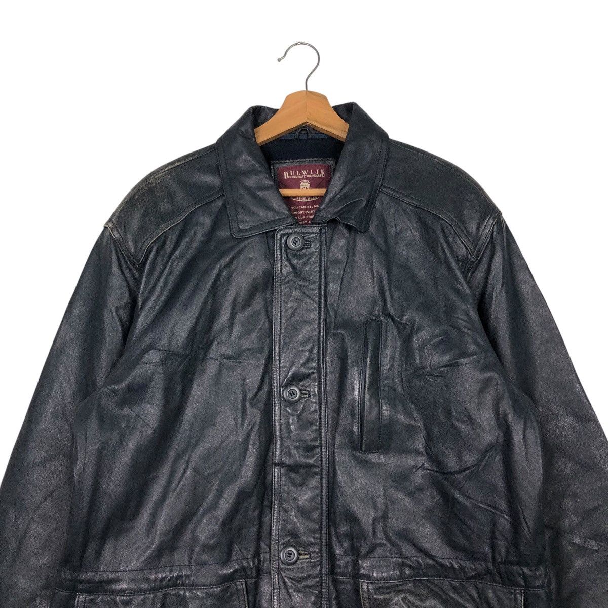 Japanese Brand × Vintage 📌Vintage Leather Jacket Dulwije Blanket Issey Miyake Pockets Size US L / EU 52-54 / 3 - 4 Thumbnail