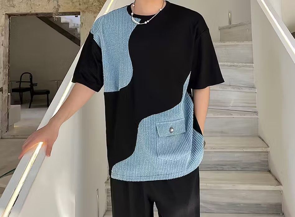 Japanese Brand Two Tone Patchwork T Shirt Size US M / EU 48-50 / 2 - 1 Thumbnail