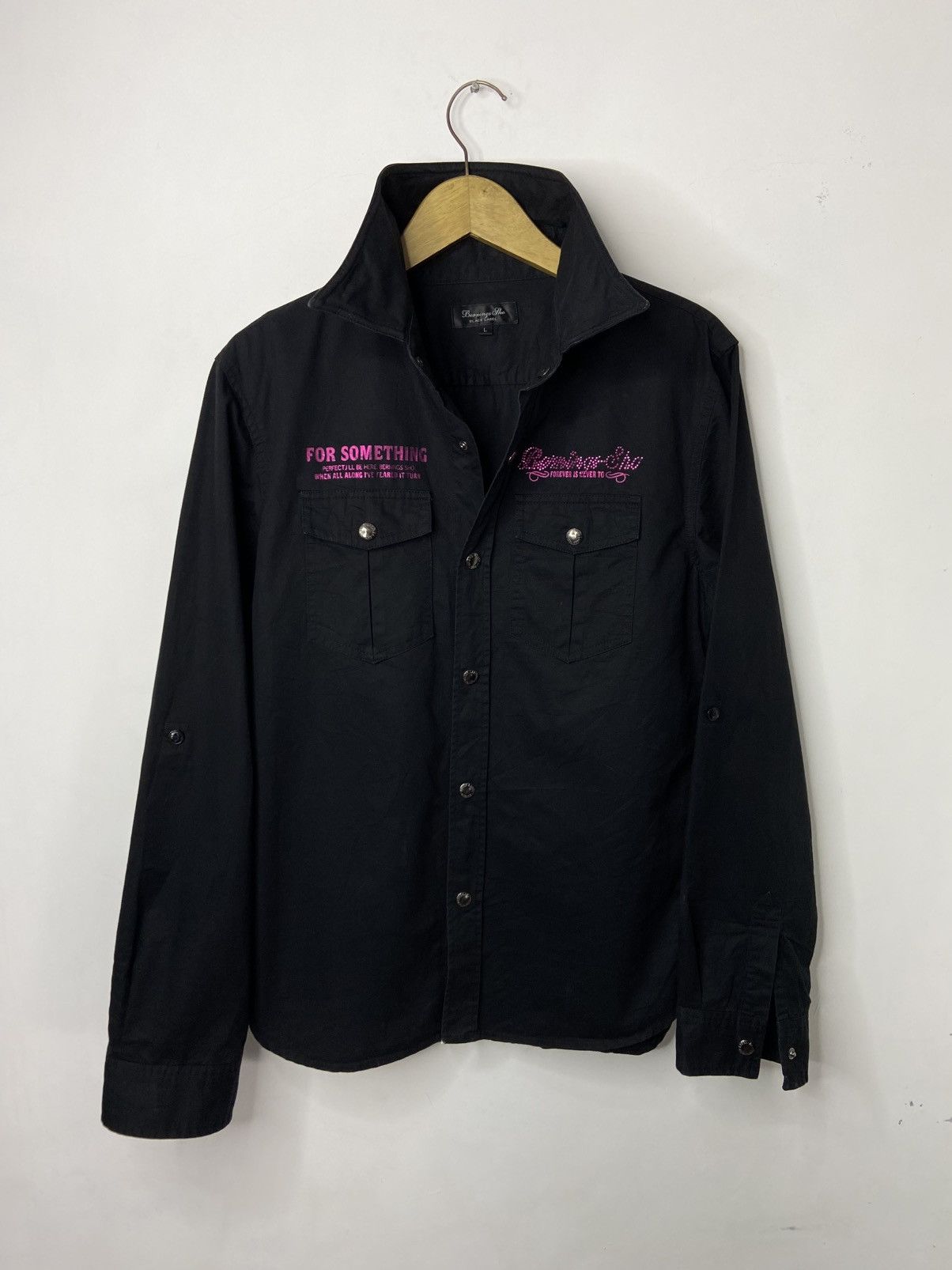 BERNINGS SHO Bernings Sho Rhinestone Skull Shirt Wired Collar Japan Rock Size L / US 10 / IT 46 - 2 Thumbnail