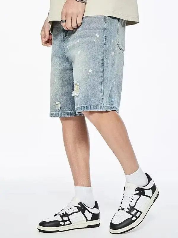Japanese Brand Loose splashed ink ripped denim shorts Size US 32 / EU 48 - 2 Thumbnail