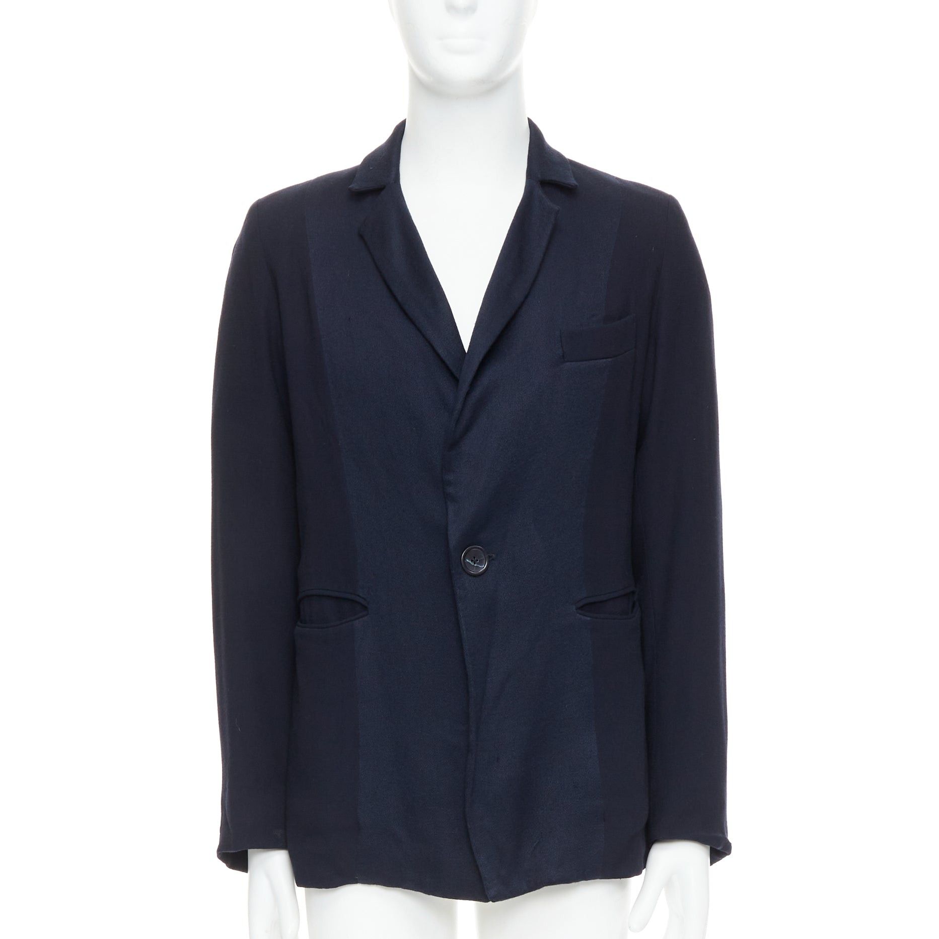 Stephan Schneider STEPHEN SCHNEIDER navy multi fabric pocketed soft boxy blazer Sz2 S Size 46R - 1 Thumbnail