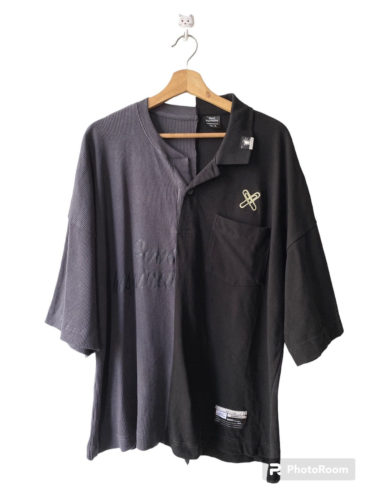 image of Gu x Miharayasuhiro Hybrid Good Inspiration Tee in Black/Gray, Men's (Size XL)