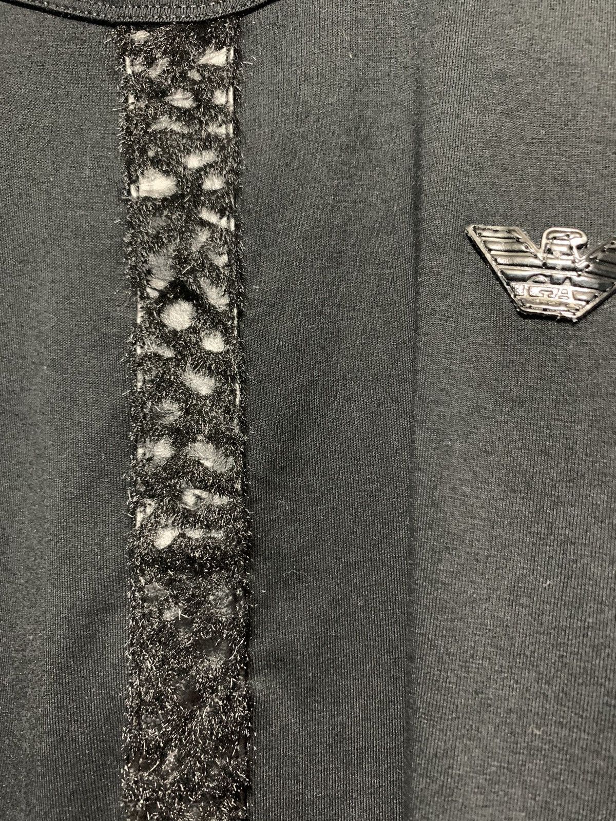Armani × Armani Collezioni × Vintage Vintage Armani jeans fur trimmed tape longsleeve Size US L / EU 52-54 / 3 - 7 Thumbnail