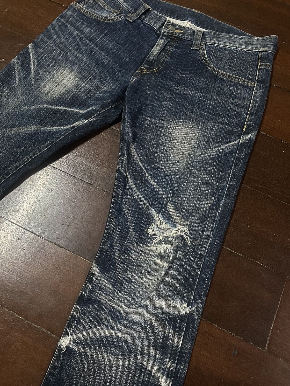If Six Was Nine FIRE Tornado Mart Flare Denim Pants CLAWMARK DISTRESSED Size US 34 / EU 50 - 5 Thumbnail