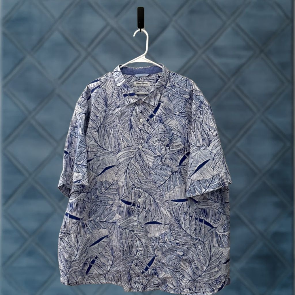 Tommy Bahama Tommy Bahama Nova Wave Big & Tall 3XL Button-Up Shirt Short Sleeve Floral Blue White Tropical Cotton Spandex Size US XXL / EU 58 / 5 - 1 Thumbnail