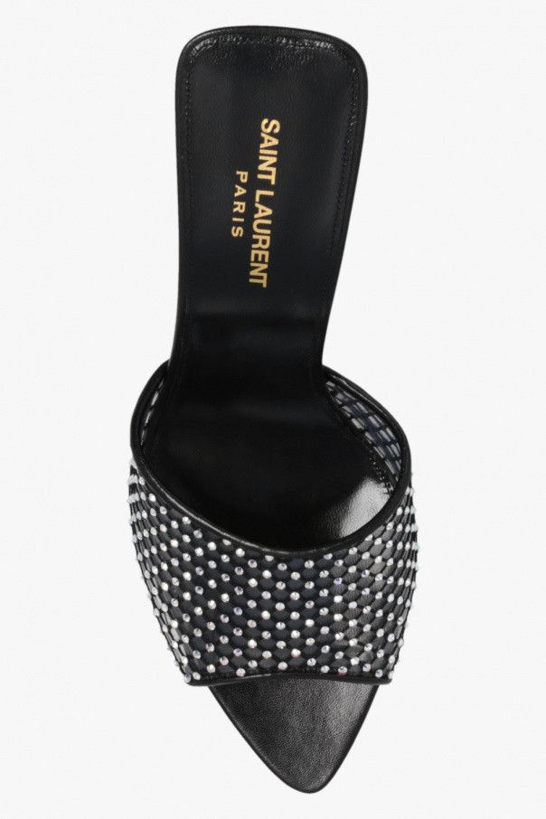 Saint Laurent Paris o1b1hav110824 Luz Mesh Heeled Mules in Black Size US 8 / IT 38 - 6 Thumbnail