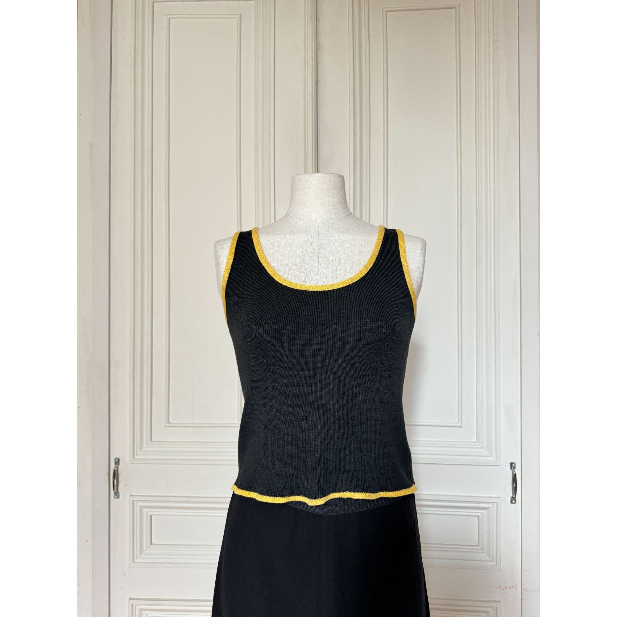 Yves Saint Laurent 1970s Black Cotton Tank Top Size S / US 4 / IT 40 - 1 Thumbnail
