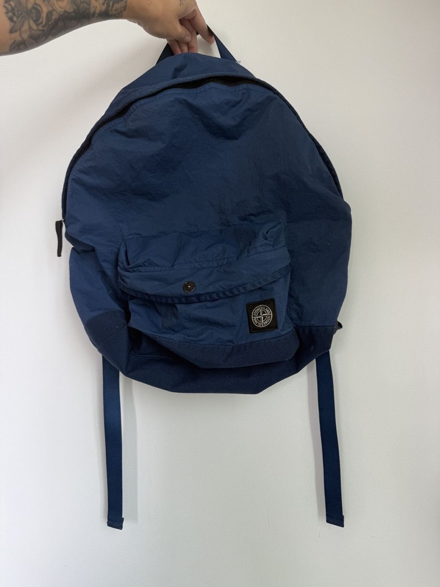 Stone Island Junior Blue Logo Patch Backpack