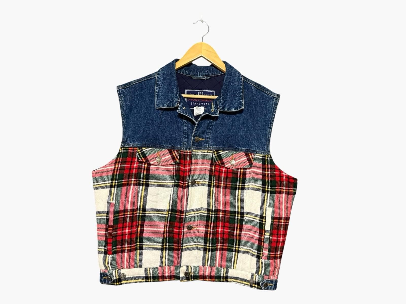 Gap Vintage GAP Denim Plaid Vest Quilted Lined Jacket L Men’s Size US L / EU 52-54 / 3 - 1 Thumbnail