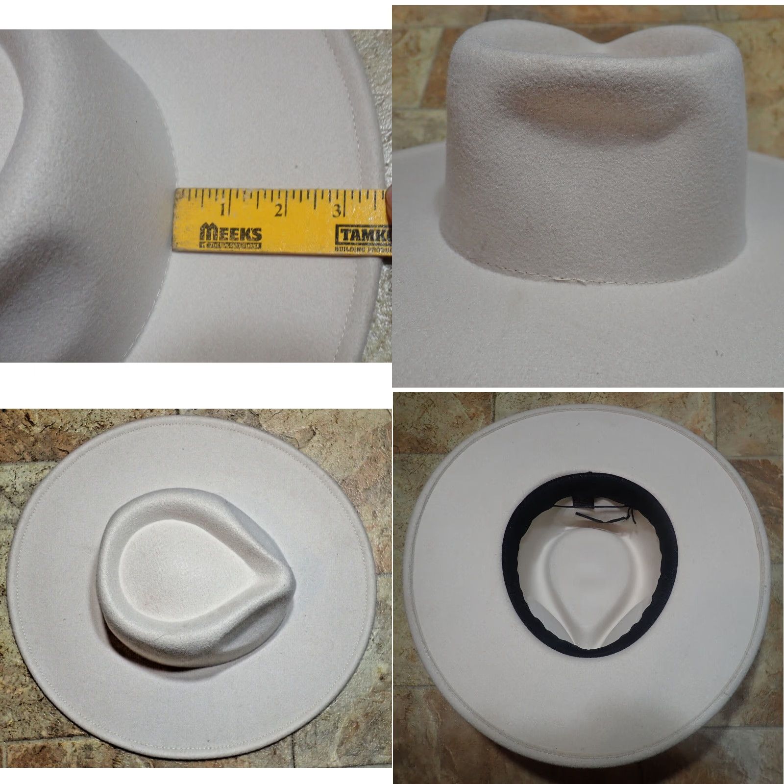 FELT Vegan Felt Fedora Rancher Creamy Ivory Western Hat Adult Unisex One Size Size ONE SIZE - 8 Thumbnail