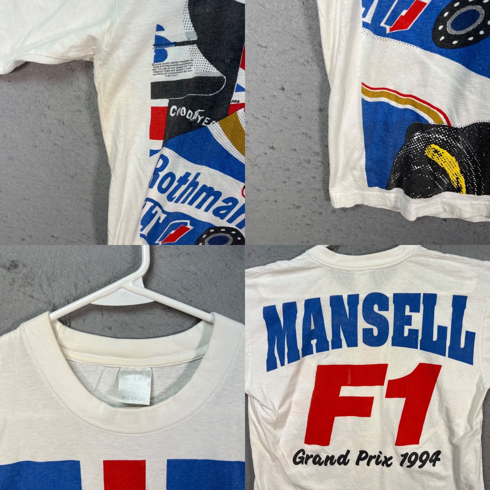 Vintage VINTAGE Nigel Mansell F1 Grand Prix 1994 Rothmans Formula 1 Racing T-Shirt M White Nike? Size US M / EU 48-50 / 2 - 8 Thumbnail
