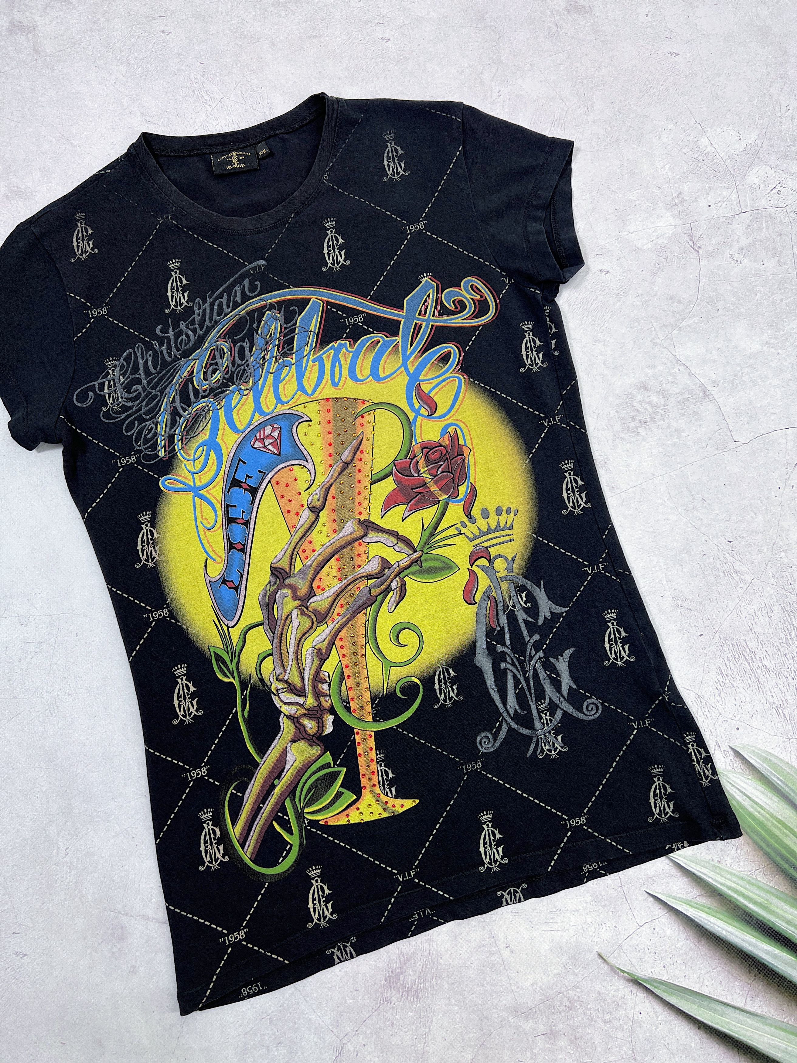 Christian Audigier × Ed Hardy × Vintage Christian Audigier T-Shirt Celebrate Life Ed Hardy Size M / US 6-8 / IT 42-44 - 4 Thumbnail