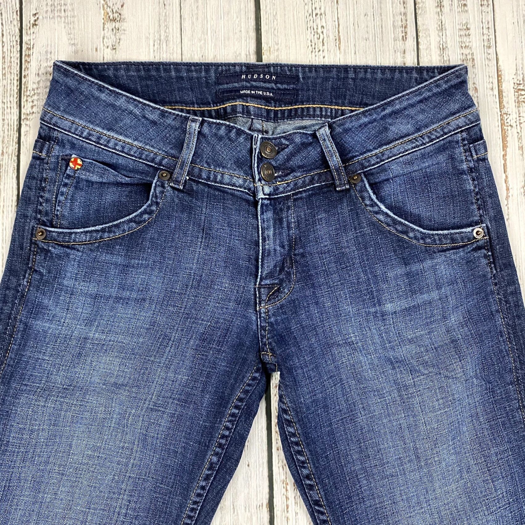 Hudson HUDSON SIGNATURE BOOT CUT JEANS Women Size 28 Blue Distressed Mid-Rise Classic American Denim Size 28" / US 6 / IT 42 - 2 Thumbnail