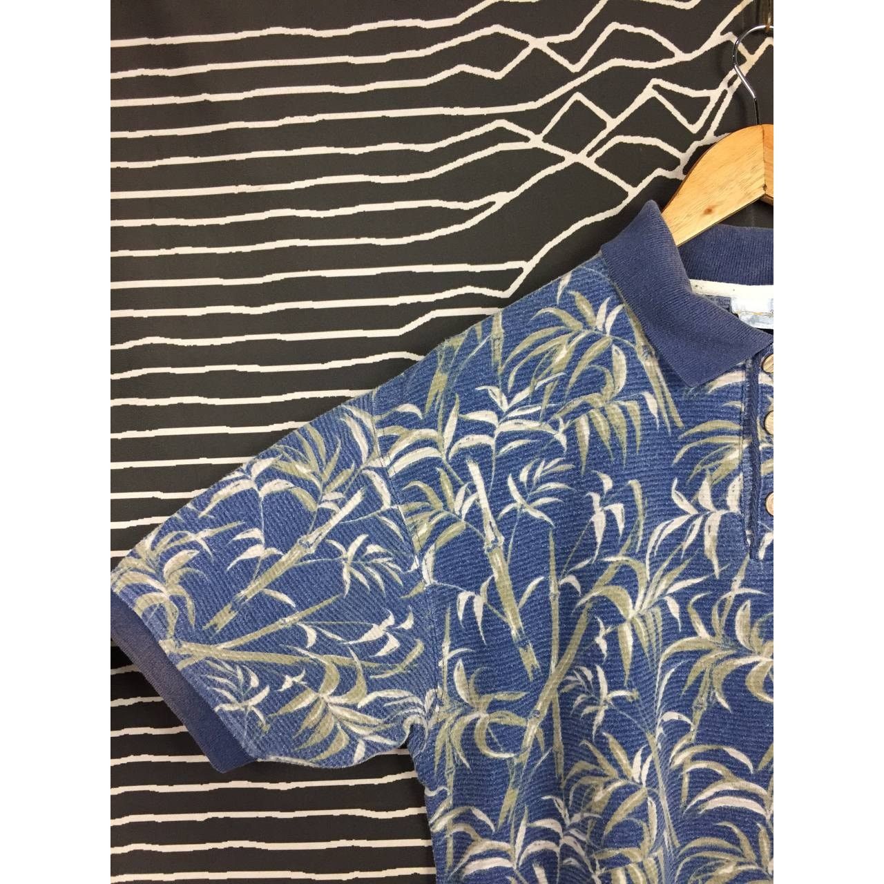 Ocean Pacific × Vintage Vtg 90s OP Ocean Pacific Bamboo Leaves AOP Polo Tee Size US M / EU 48-50 / 2 - 5 Thumbnail
