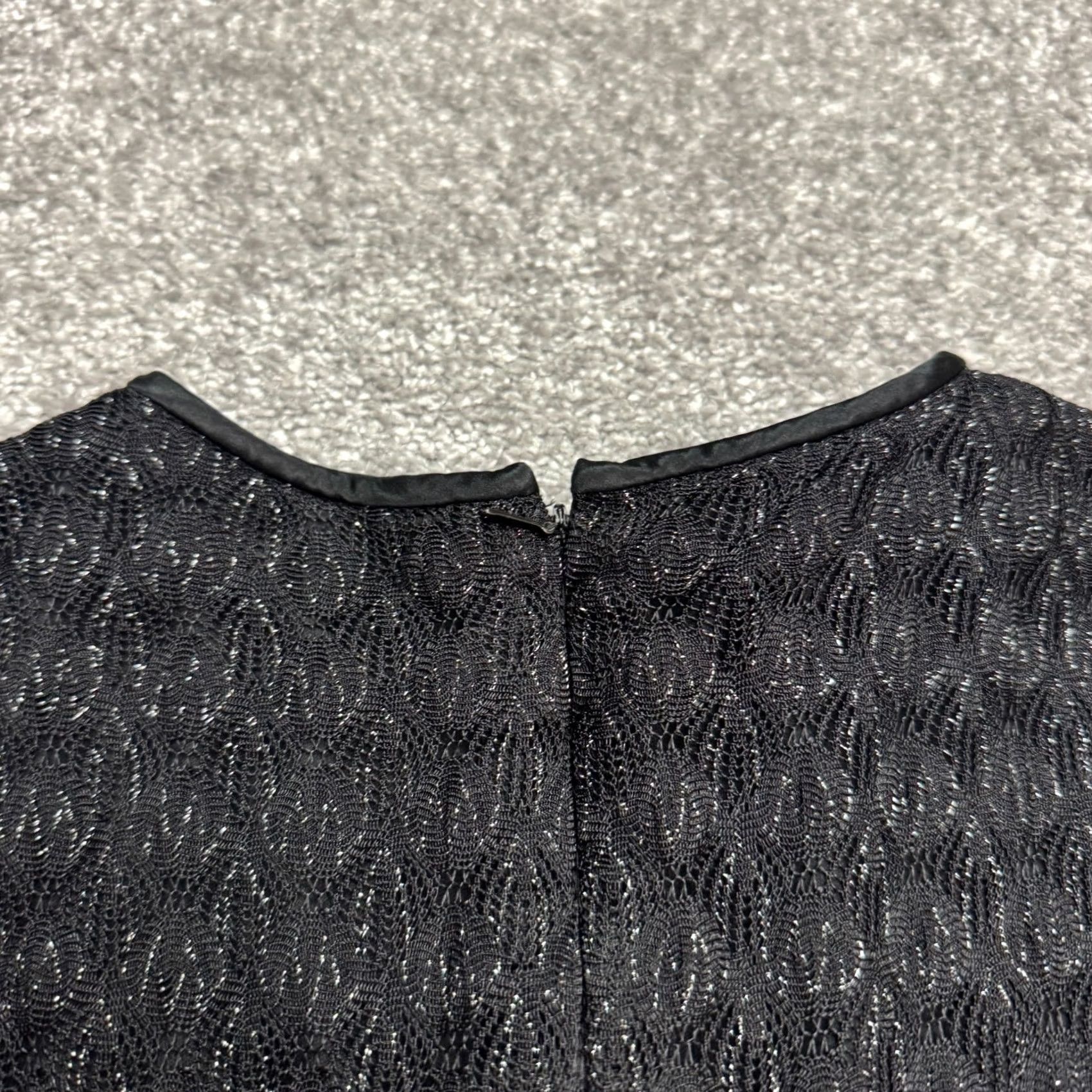 MAGGY LONDON Maggy London Metallic Silk Textured Bubble Midi Dress Women 14 Black Puff Sleeve Dress M/L Shop Fashion Size XL / US 12-14 / IT 48-50 - 4 Thumbnail