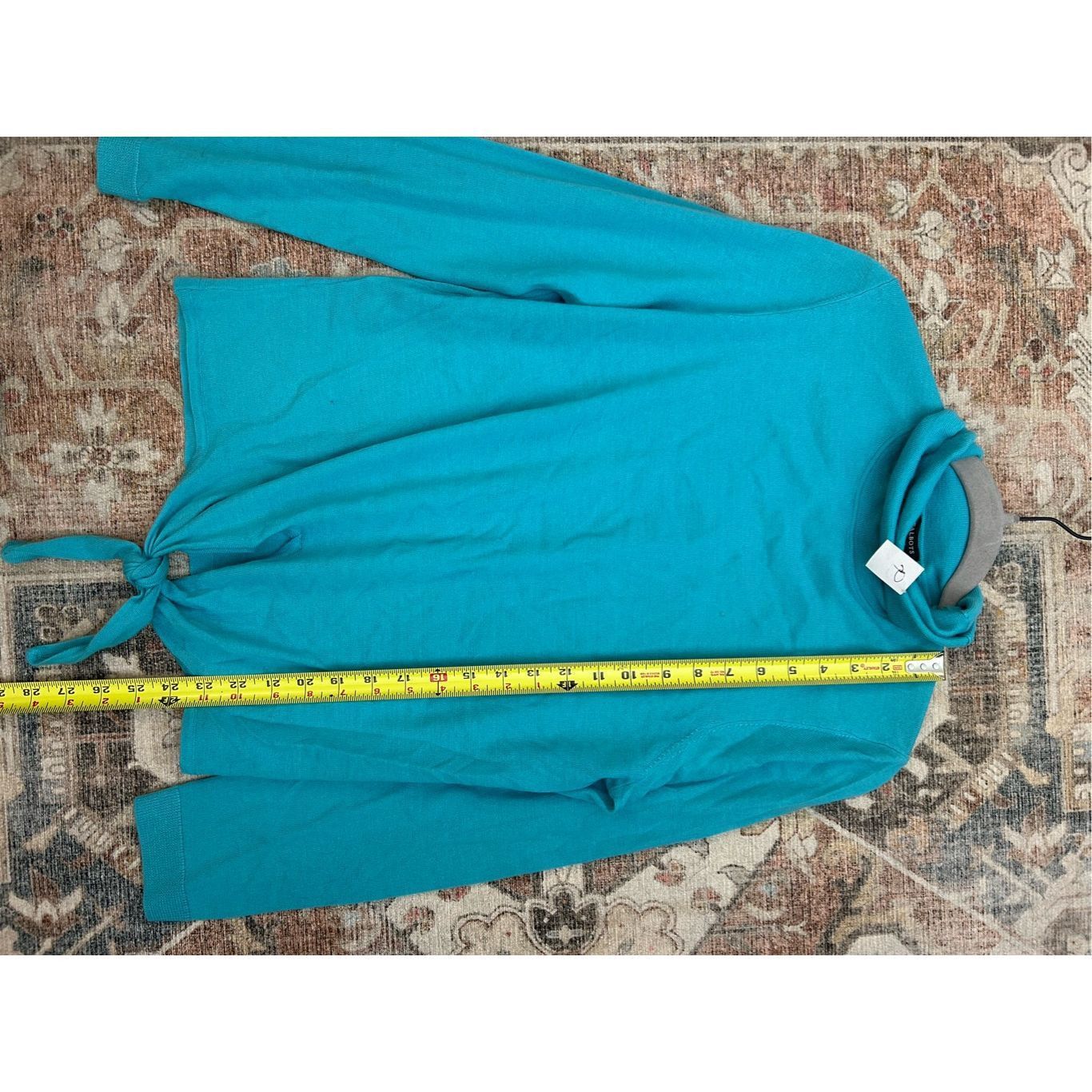 Robert Talbott Talbots Teal Blue Pure Merino Wool Turtleneck Tye Sweater Si Size L / US 10 / IT 46 - 2 Thumbnail