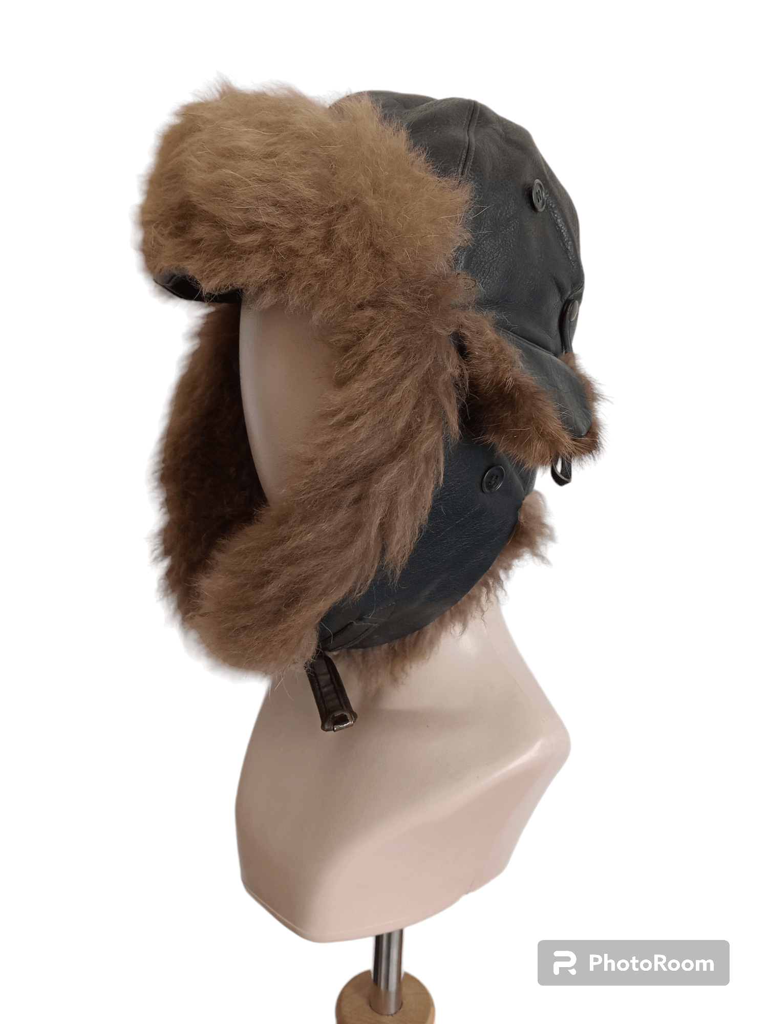 Genuine Leather × Vintage Vintage Faux Fur Pilot Aviator Flight leather Hat Size ONE SIZE - 1 Thumbnail