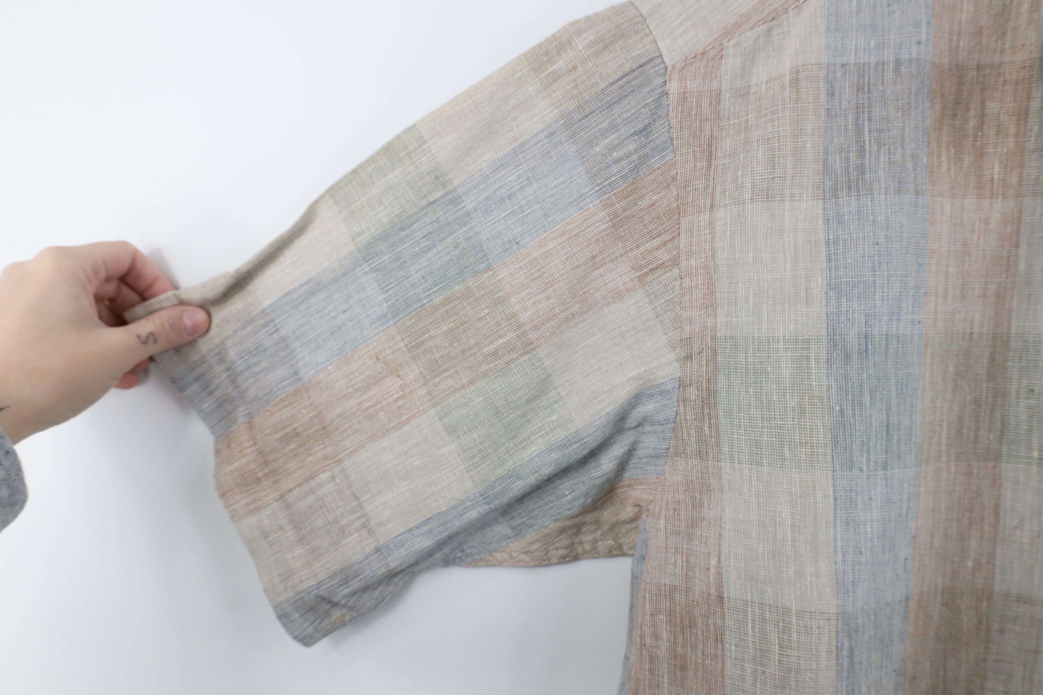 Vintage Vintage 90s Streetwear Checkered Linen Baggy Button Shirt Size US M / EU 48-50 / 2 - 6 Thumbnail