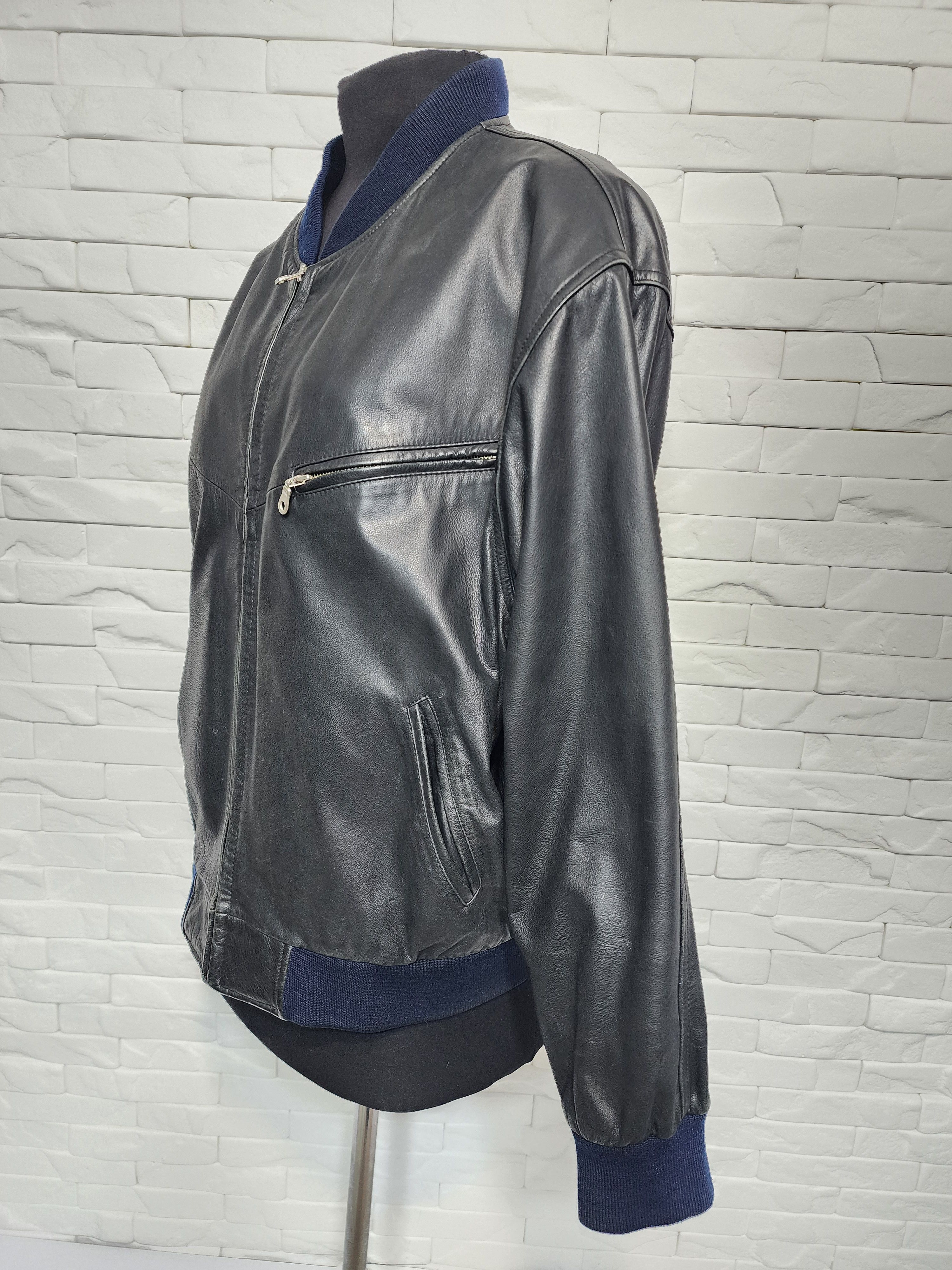 Genuine Leather Men's black leather jacket. Size US L / EU 52-54 / 3 - 2 Thumbnail