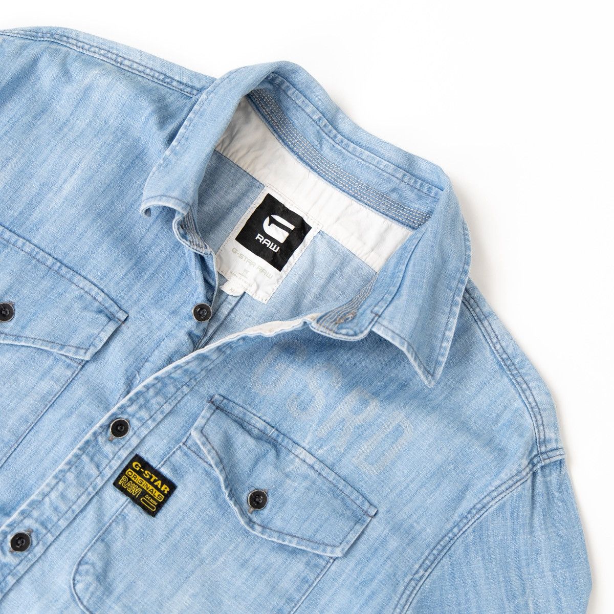 G-Star G-Star Raw Mens Denim Shirt USN Rhine Light Blue Button Up Size US XL / EU 56 / 4 - 4 Thumbnail