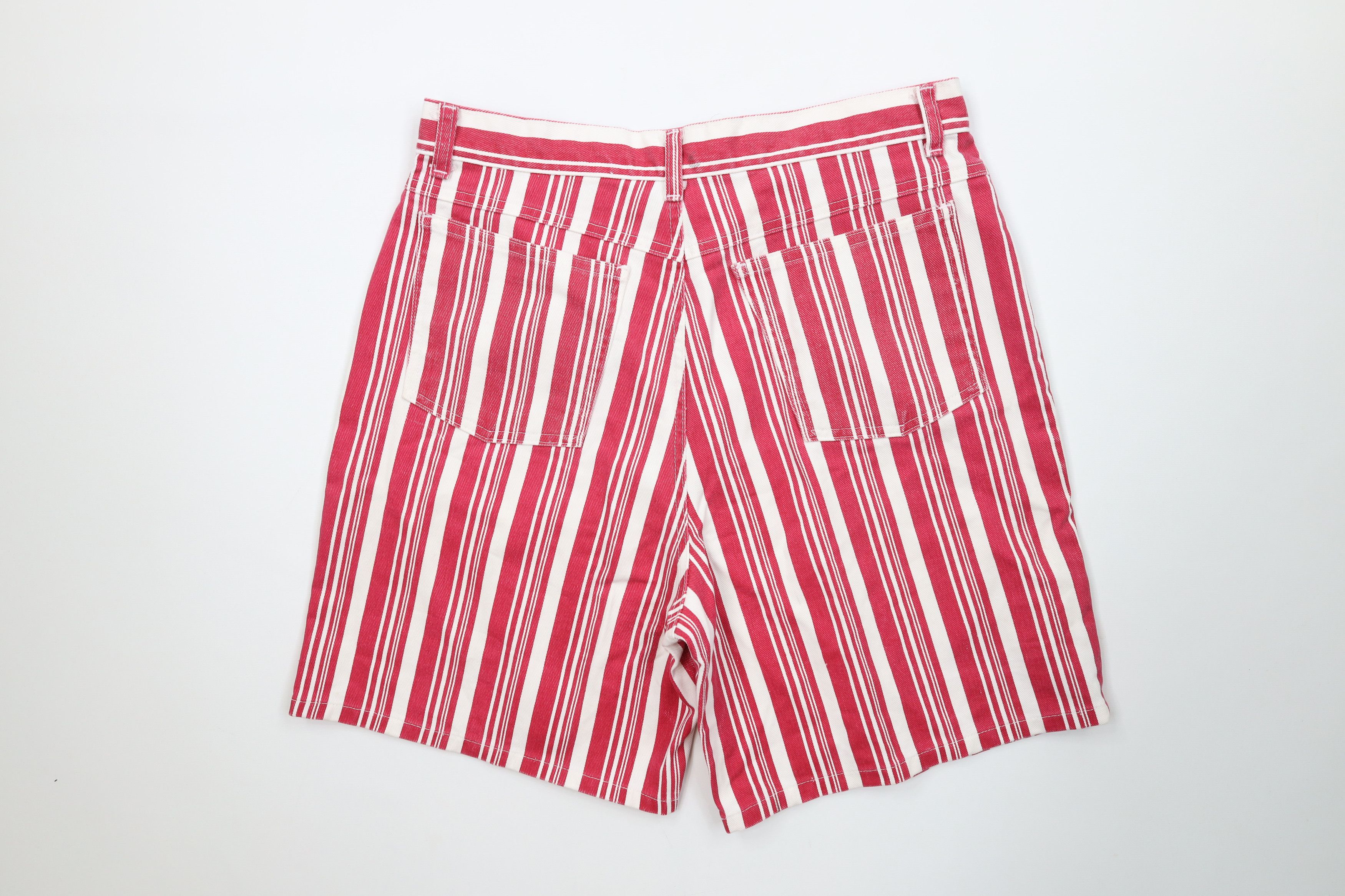 Vintage Vintage 90s Streetwear Candy Cane Striped Denim Jean Shorts Size 34" / US 12 / IT 48 - 8 Thumbnail