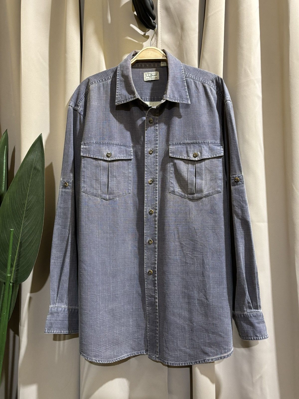 L.L. Bean × Vintage Vtg LL Bean Men's XLT Button Up Heavyweight Denim Size US L / EU 52-54 / 3 - 1 Thumbnail