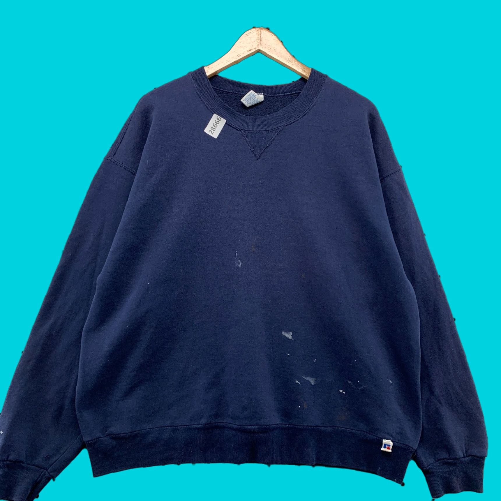 VINTAGE 90s Russell Athletic Crewneck Sweatshirt XL Blue