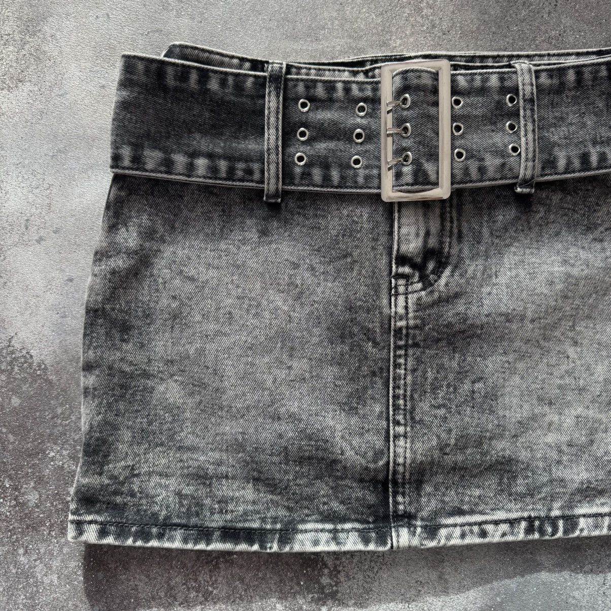 20471120 × Japanese Brand Amazing Washed Belted Mini Skirt Size 28" / US 6 / IT 42 - 3 Thumbnail