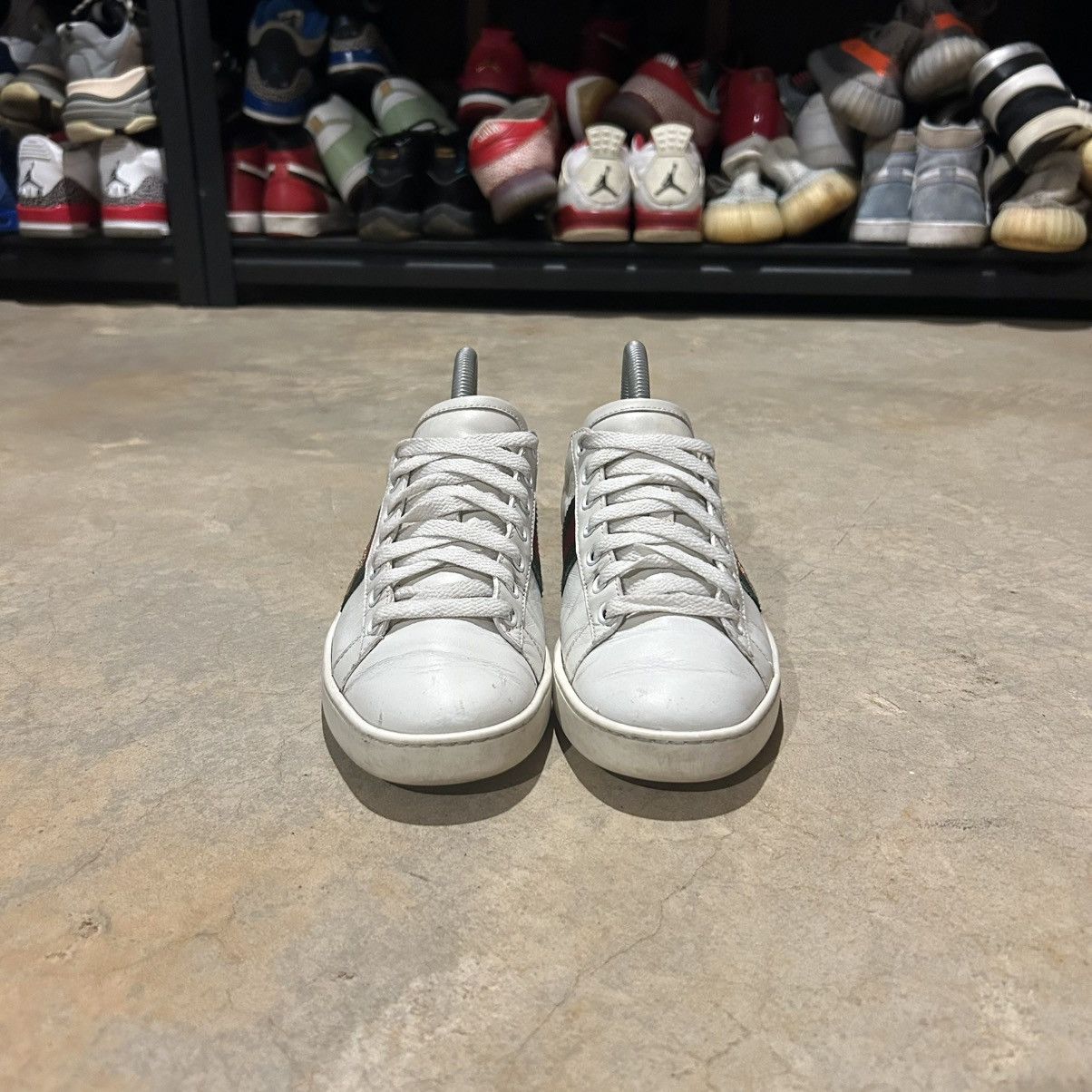Designer × Gucci Gucci Ace Web Stripe Embroidered Bee Leather Shoes US 5 Size US 5 / EU 37 - 4 Thumbnail