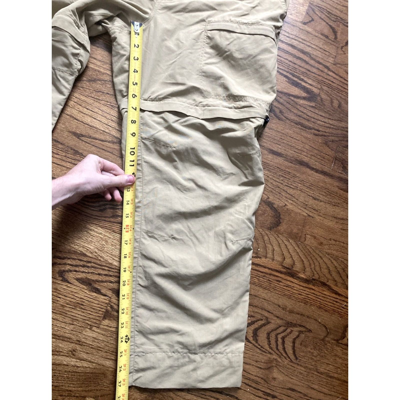 Vintage L.L. Bean Mens Large Beige Convertible Lightweight Hiking Pants Belted Zip Off Khakis Travel Workwear Casual Size US 33 - 3 Thumbnail