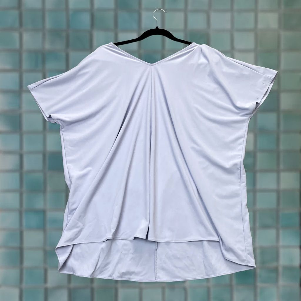 Uniqlo Uniqlo Purple Crepe Jersey Tunic Double V Neck Cap Sleeve Party Top Womens Large Size L / US 10 / IT 46 - 1 Thumbnail