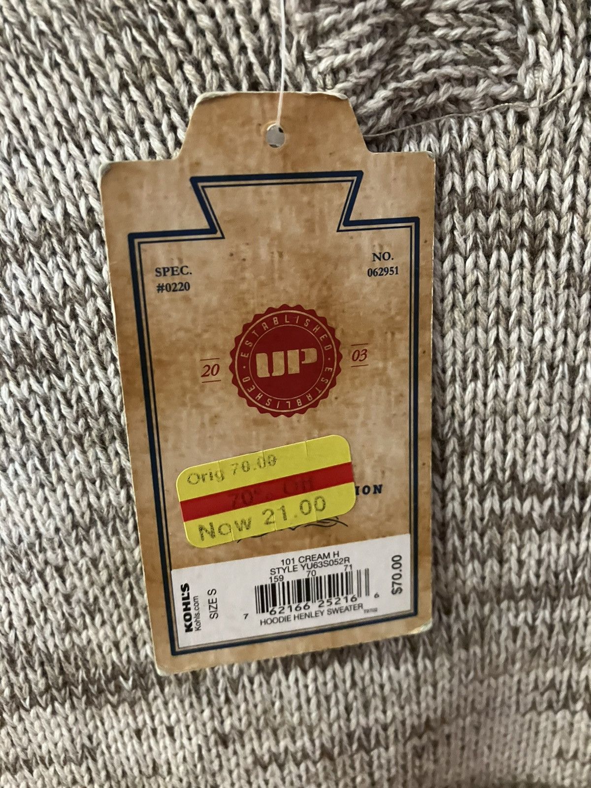 Urban Pipeline Urban Pipeline Hooded Henley Knit Sweater Cream Small NWT Size US S / EU 44-46 / 1 - 3 Thumbnail