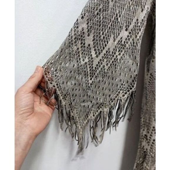 Vintage VINTAGE Damianou Mini Dress Women M Silver Metallic Lace Fringe Glam Formal 70s Flapper Great Gatsby Night Party Cocktail Wedding Womens Size M / US 6-8 / IT 42-44 - 6 Thumbnail