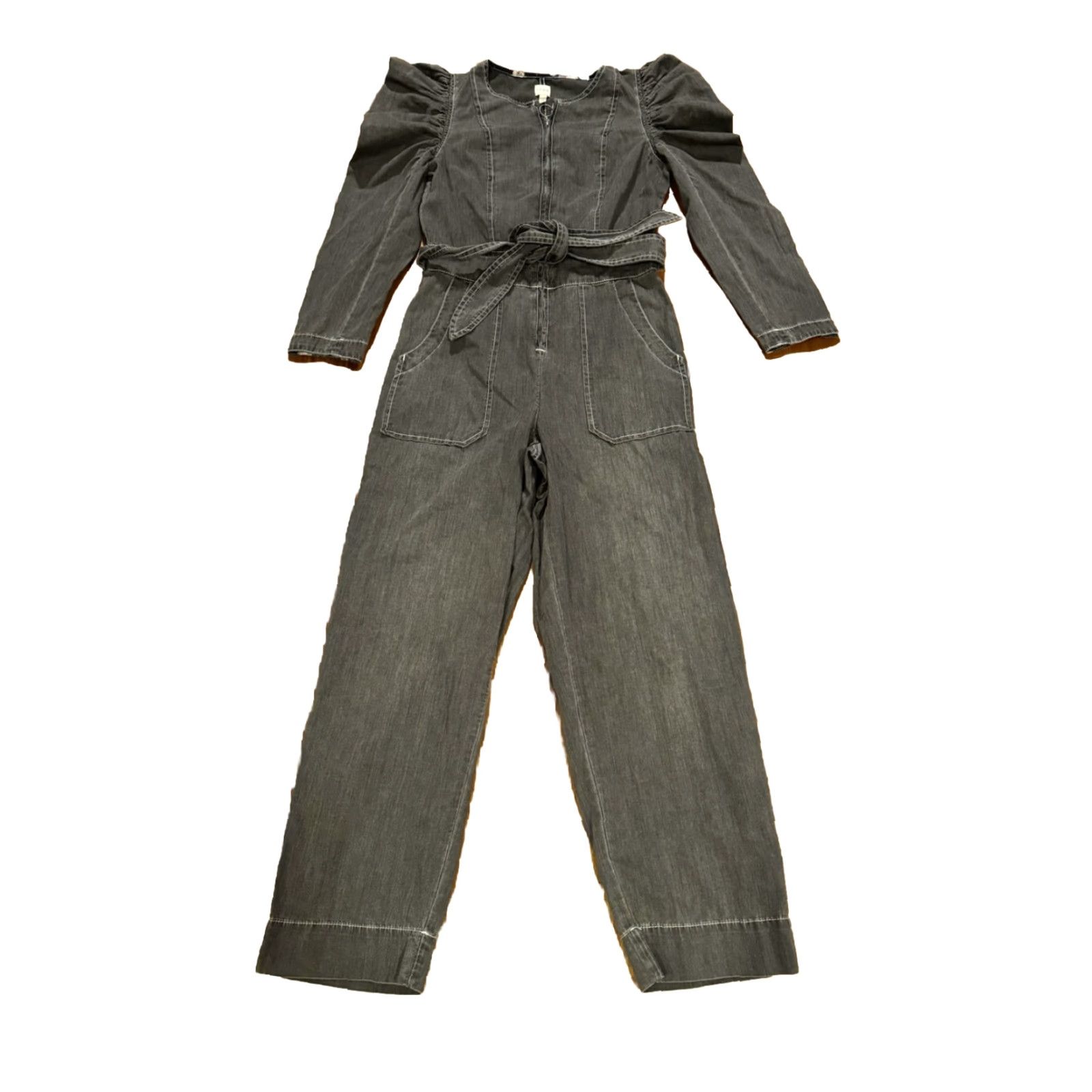 Rebecca Taylor La Vie Rebecca Taylor Womens Puff Long Sleeve Denim Floral Jumpsuit Size SM Size S / US 4 / IT 40 - 2 Thumbnail