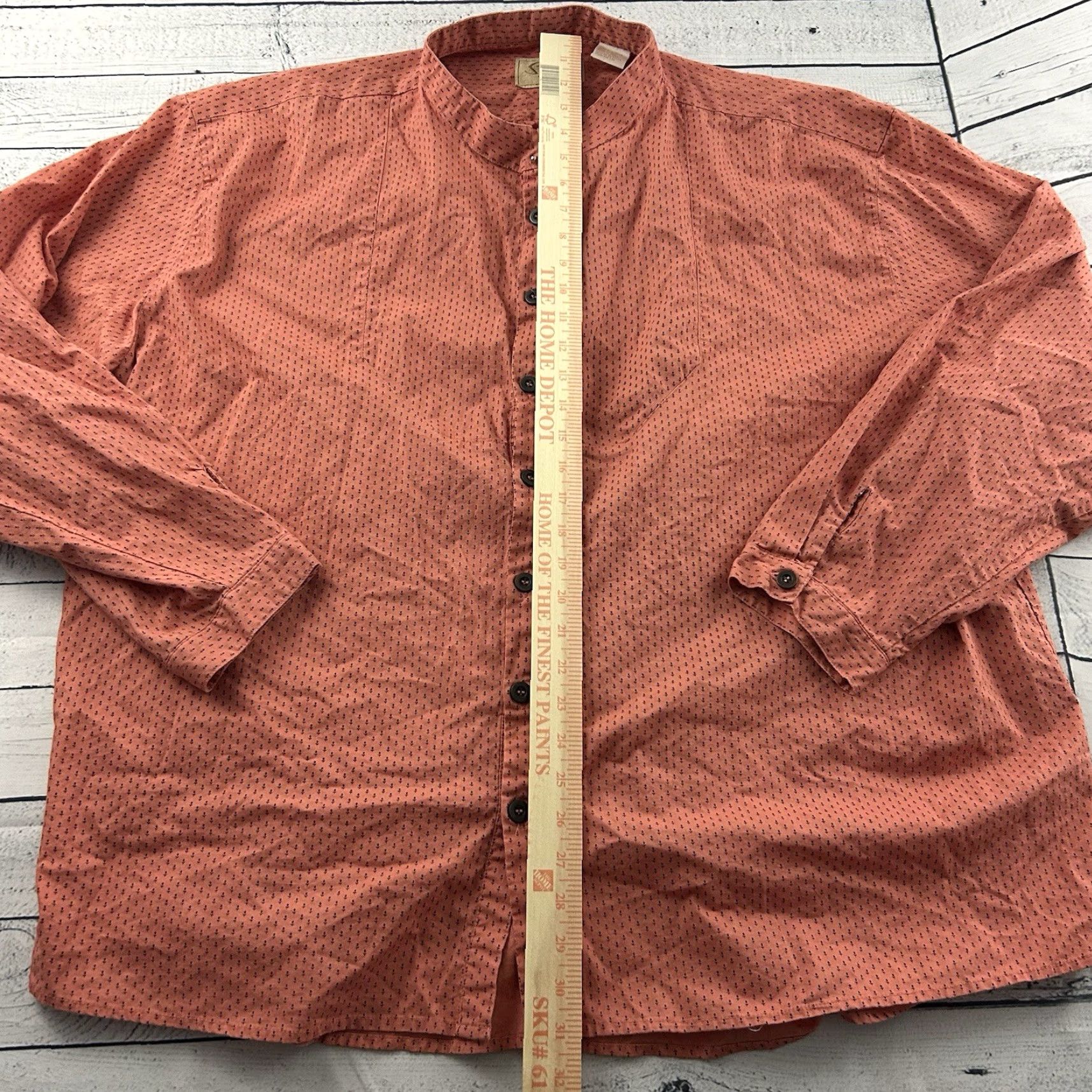 Scully Scully Long Sleeve Floral Print Button Front Shirt Men's 4X Coral Orange Size US XXL / EU 58 / 5 - 3 Thumbnail
