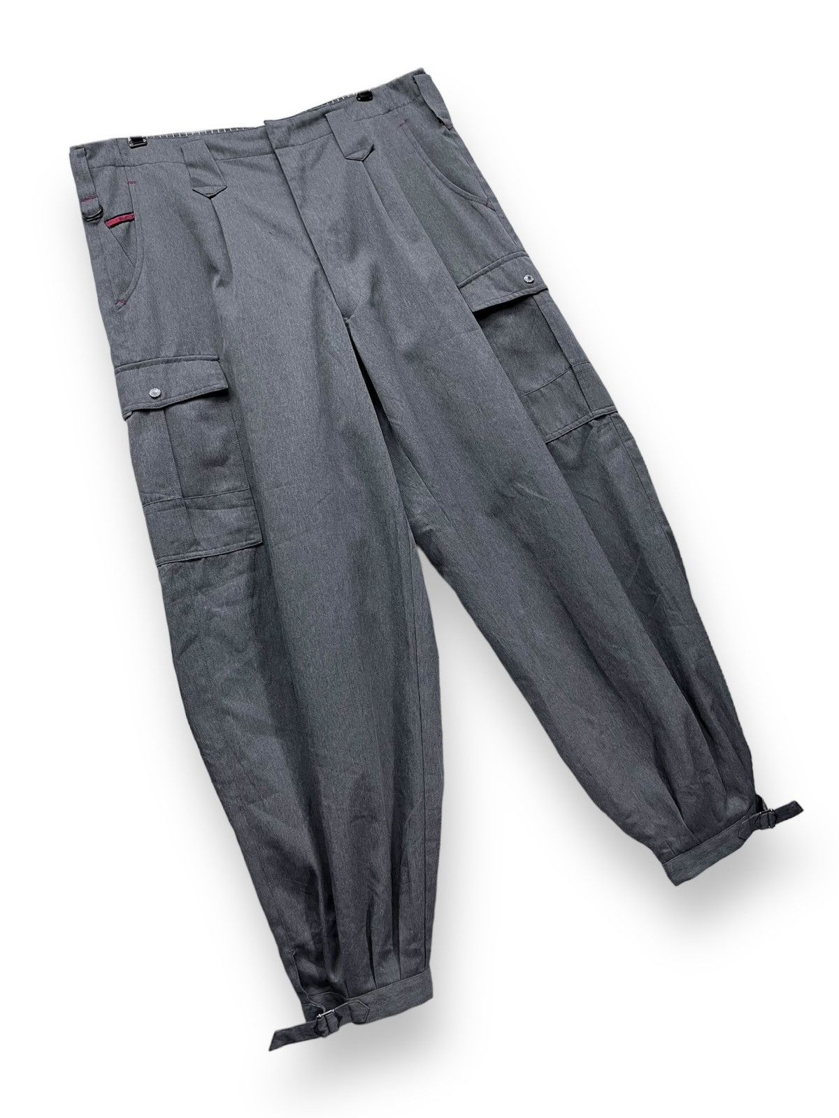 Japanese Brand Inspired YOHJI Baggy Balloon Buckle Leg Poly-Cotton Pants💥 Size US 34 / EU 50 - 3 Thumbnail
