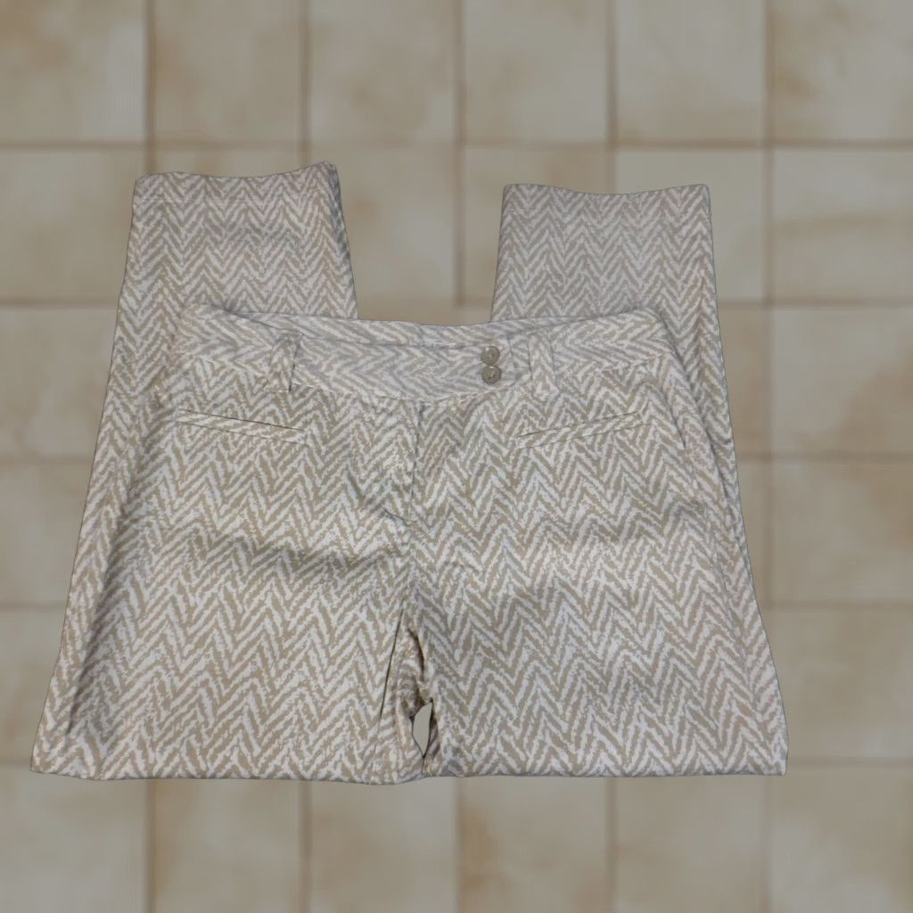 Loft Loft Pants Cropped Striped Beige 2 Regular Straight Summer Womens Size 29" - 1 Thumbnail