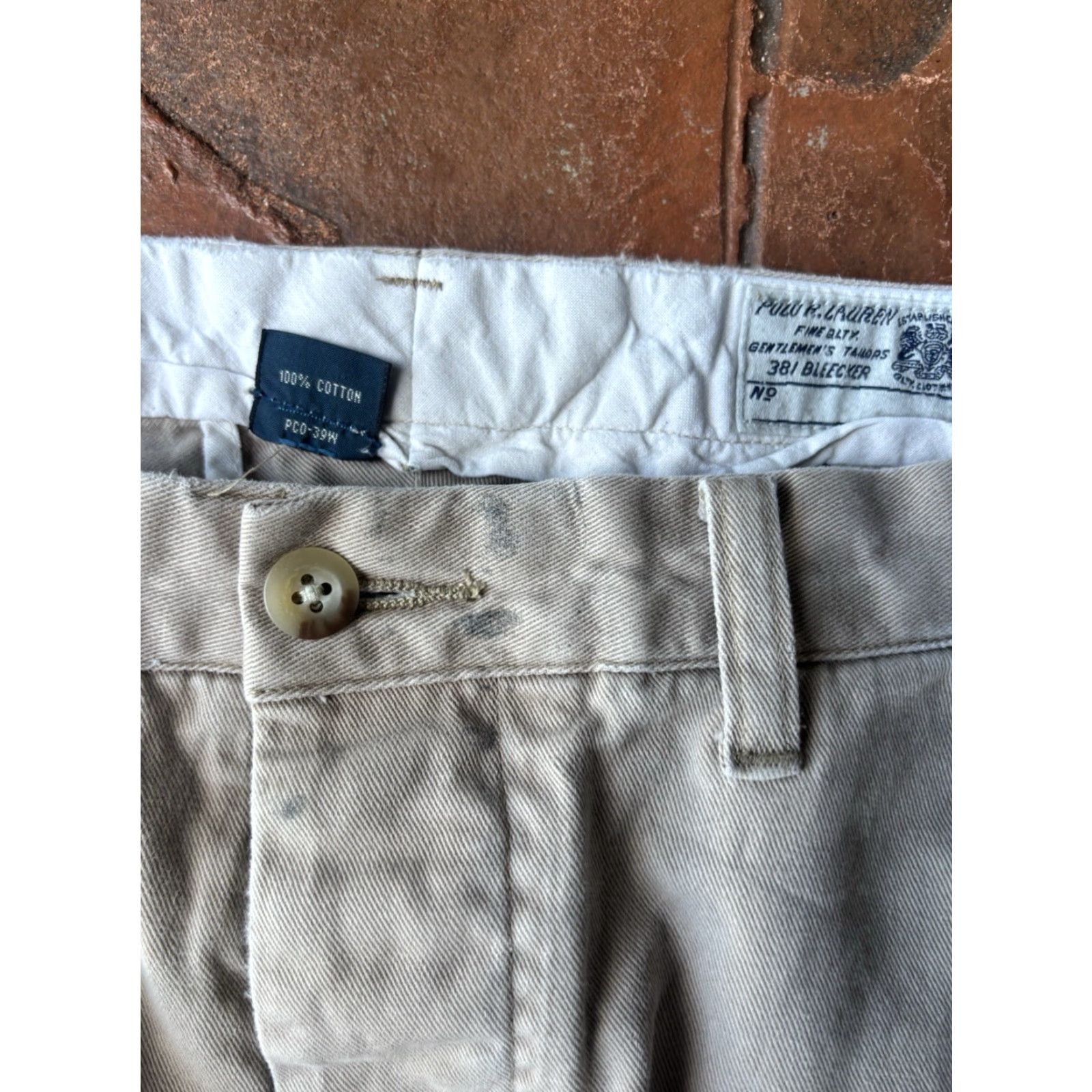 Polo Ralph Lauren VINTAGE Polo Ralph Lauren Khakis Pants Men 35x30 Beige Canvas Flat Front Cargo Pockets Zipper Button 90s Y2K Preppy Workwear Relaxed Size US S / EU 44-46 / 1 - 4 Thumbnail