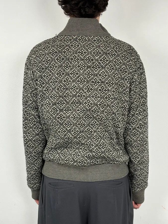 Dries Van Noten Dries Van Noten Grey Wool Jacquard Zip-up Jacket Size US L / EU 52-54 / 3 - 3 Thumbnail