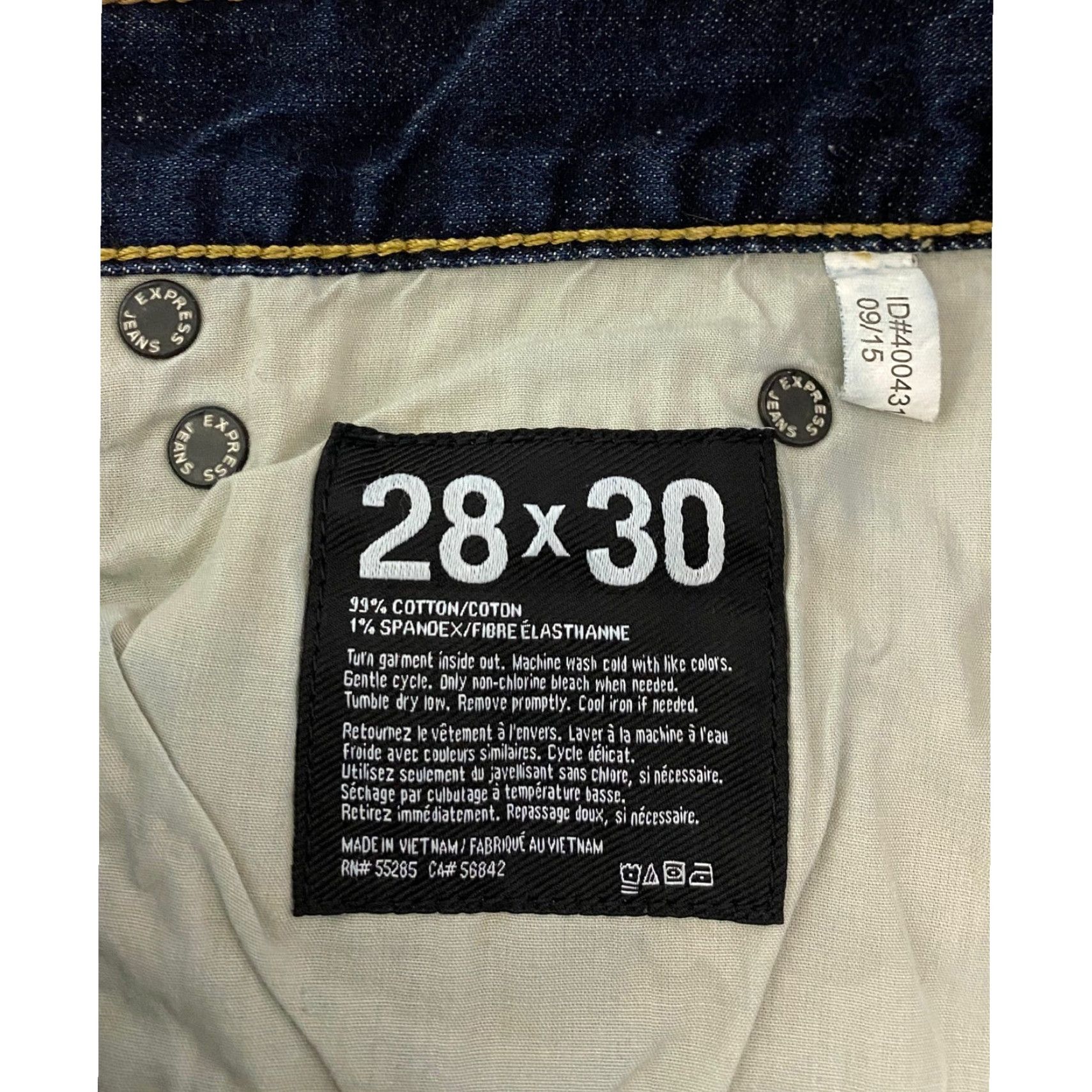 Express VINTAGE is not applicable; use Express Alec Jeans Skinny Men 28x30 Blue Denim Dark Wash Stretch 5-Pocket City Modern Fashion Jeans Mens Size US 28 / EU 44 - 5 Thumbnail