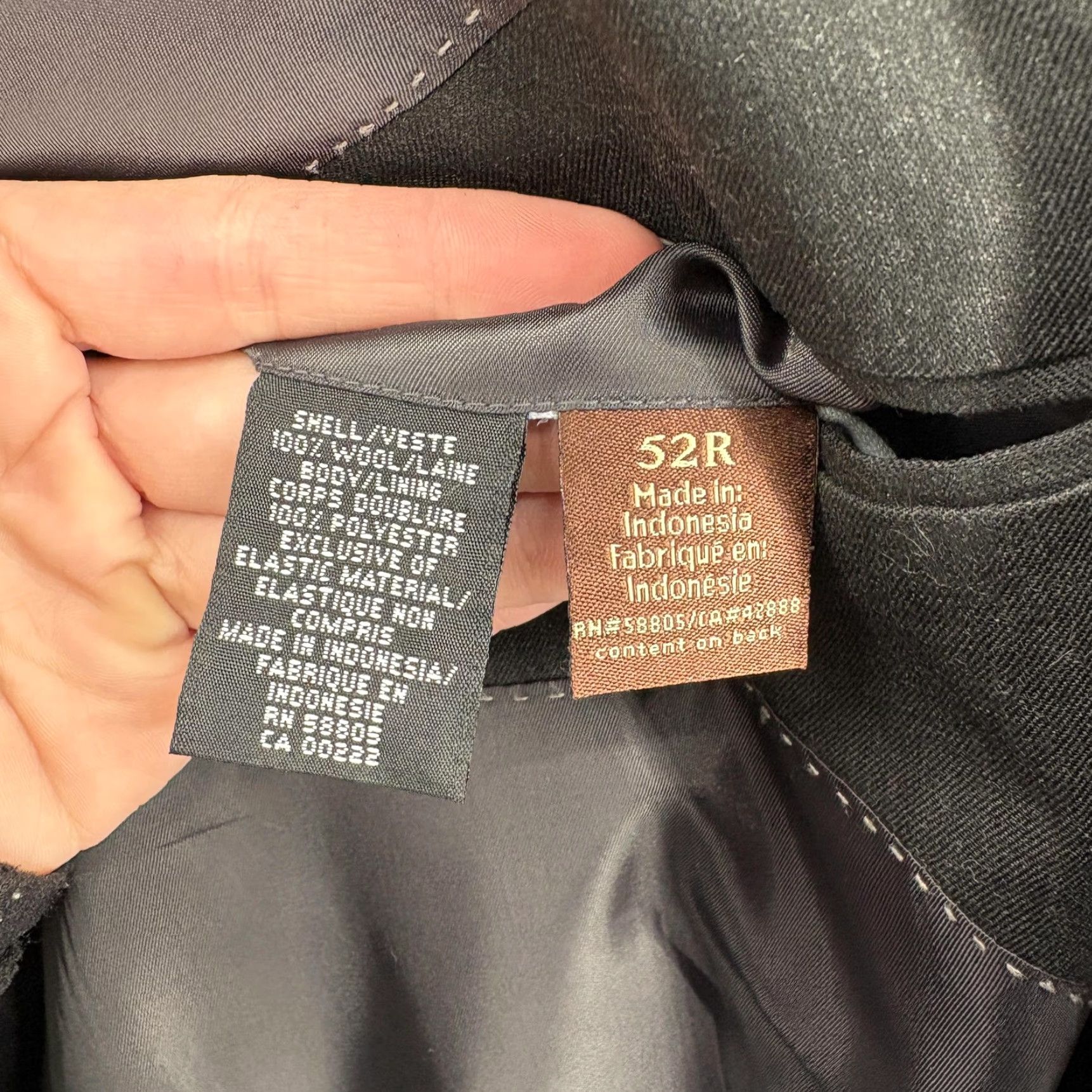 Vintage Oak Hill Blazer Mens 52R Black Wool Two-Button Lined Sport Coat Jacket Size 52R - 7 Thumbnail