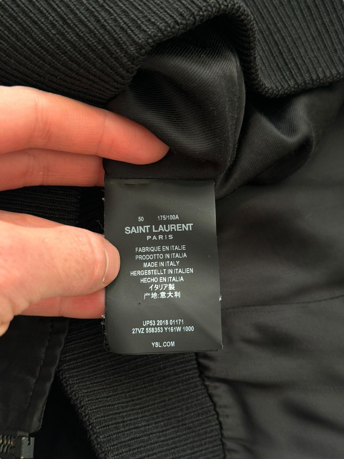 Saint Laurent Paris 2018 Beaded Satin Teddy Souvenir Bomber Jacket Size US M / EU 48-50 / 2 - 8 Thumbnail