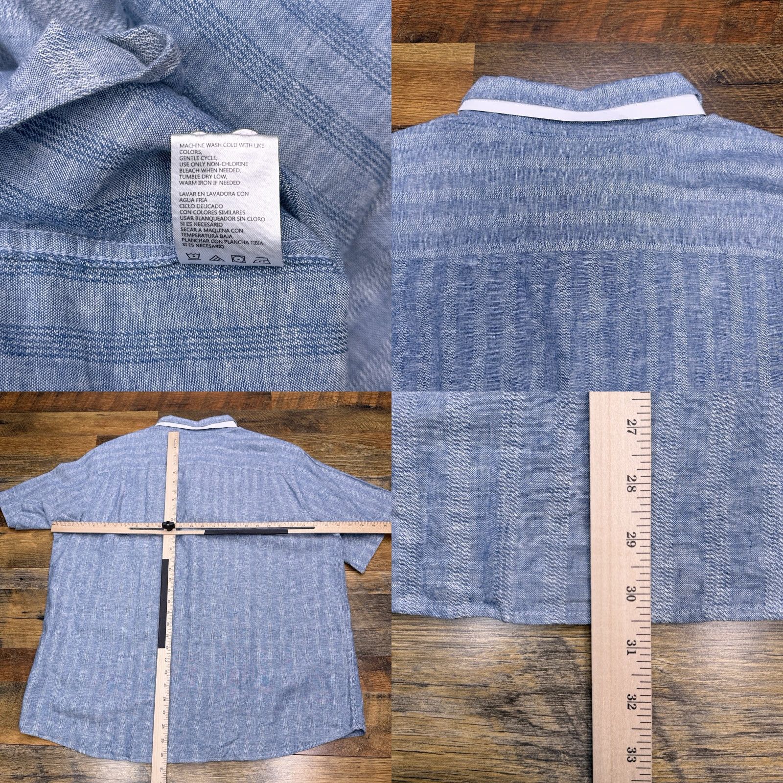 Weatherproof Weatherproof Shirt Mens XXL Blue Striped Linen Button-Up Short Sleeve Casual Size US XXL / EU 58 / 5 - 8 Thumbnail