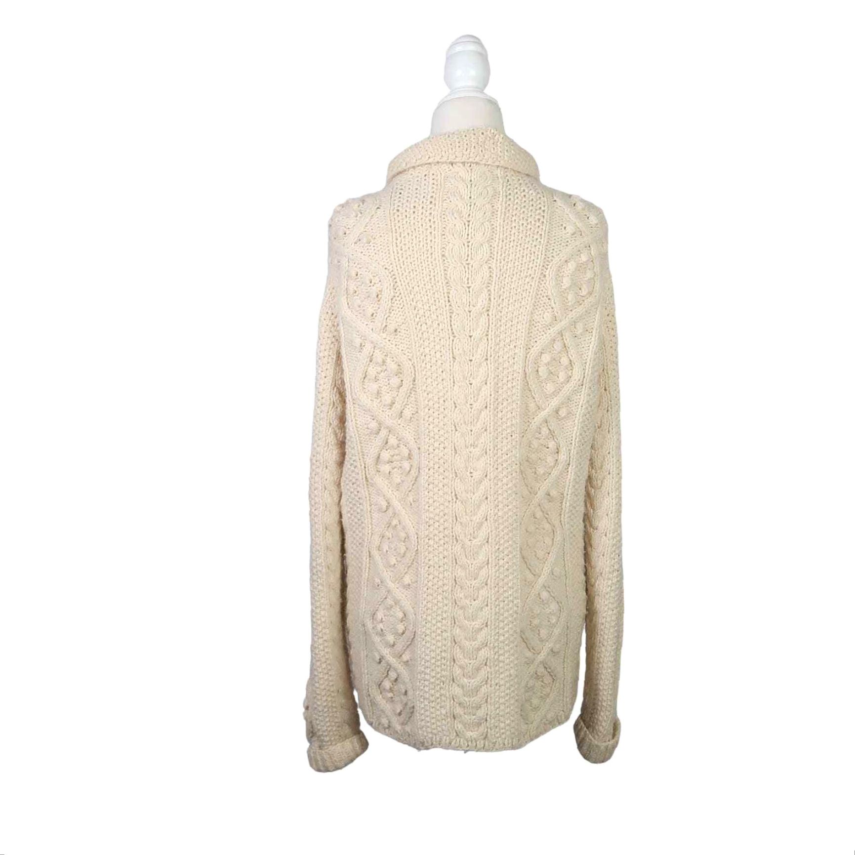 Vintage VINTAGE 80s cream cable knit bobble cardigan sweater L Women Long Sleeve Casual Knit Size L / US 10 / IT 46 - 4 Thumbnail