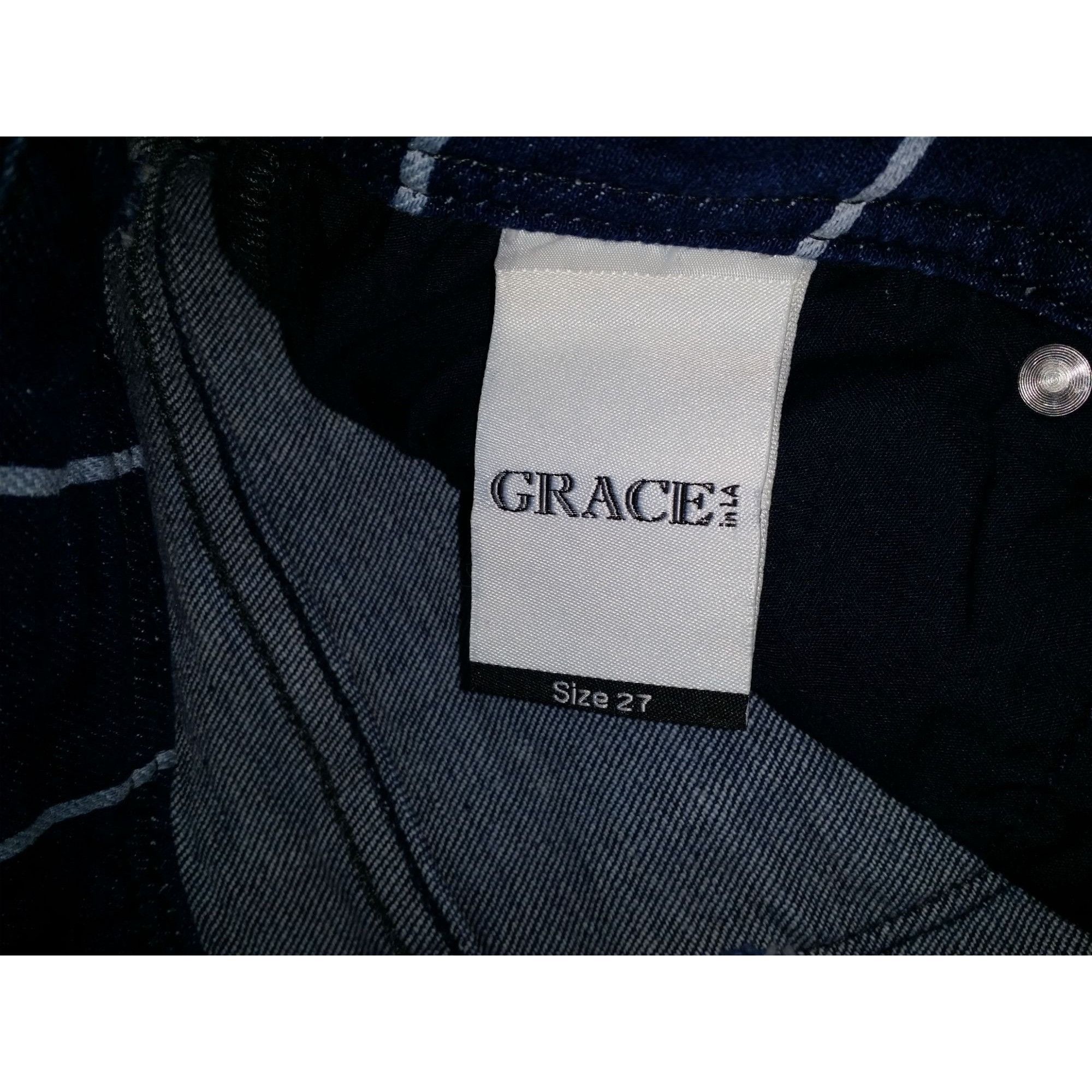 Grace in LA Grace In LA Jeans Women Sz 27 Pinstripe Flare Frayed Bell Bo Size 27" / US 4 / IT 40 - 7 Thumbnail