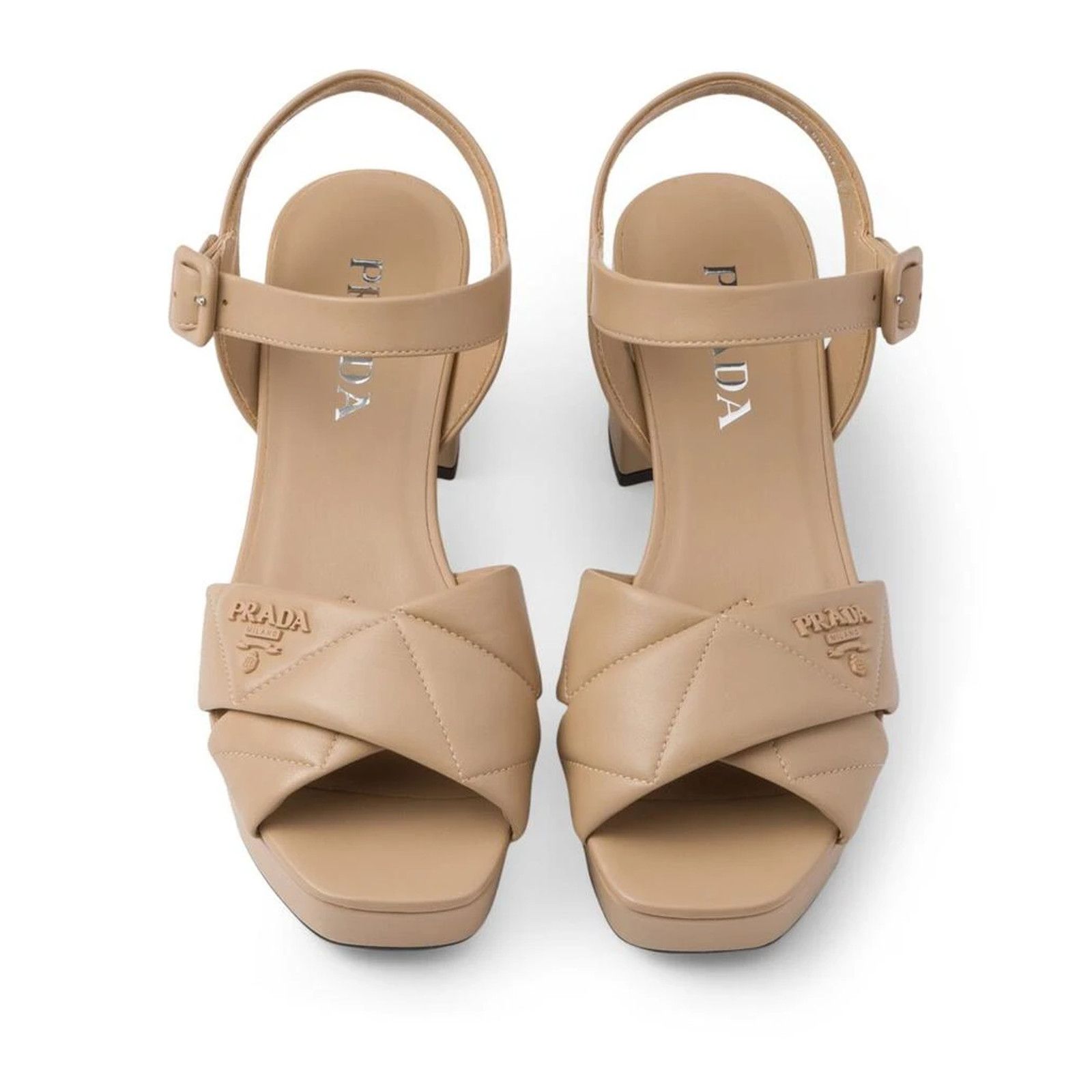 Prada Prada 65mm Nude Beige Quilted Leather Platform Sandal 41 Size US 11 / IT 41 - 10 Thumbnail
