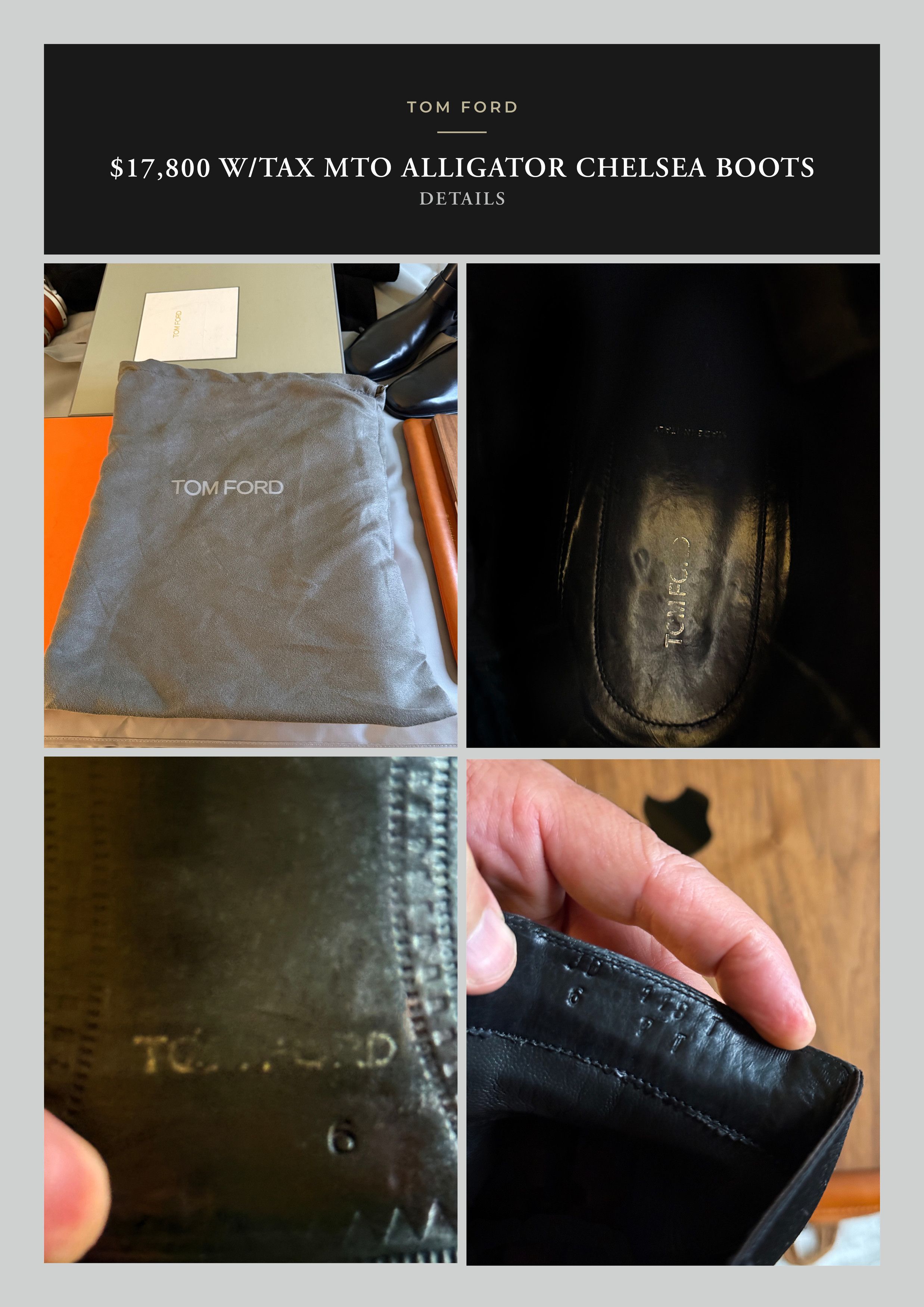 Tom Ford The A-List Ultra-Rare $17,800 w/tax Alligator Chelsea Boots Size US 8.5 / EU 41-42 - 24 Thumbnail