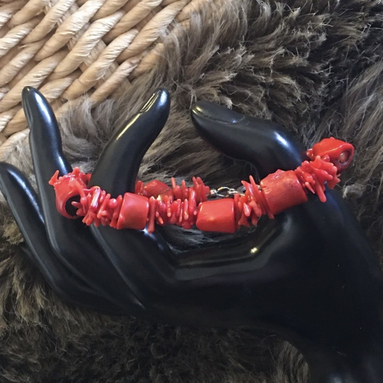 Vintage Vintage genuine rough red coral beaded toggle bracelet Size ONE SIZE - 1 Thumbnail