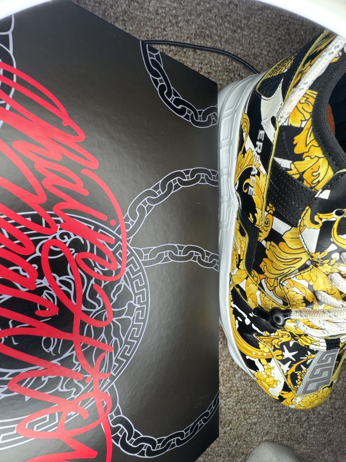 Versace Mens Versace Chain Reaction Black/Gold and White Size 45 Size US 10 / EU 43 - 5 Thumbnail